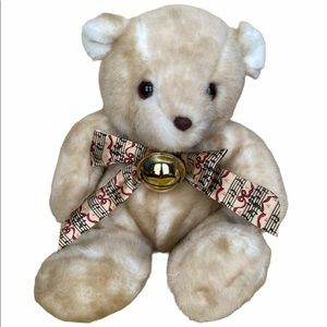 NWOT Vintage Heartline Hallmark Plush Jingle Teddy Bear Sheet Music Note Ribbon